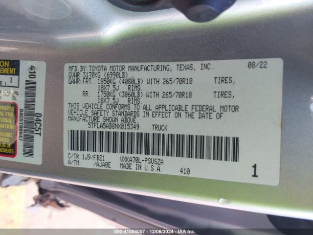5TFLA5AB8NX015349 Toyota Tundra Sr5