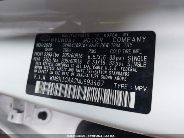 KM8K1CAA2MU693467 Hyundai Kona Se