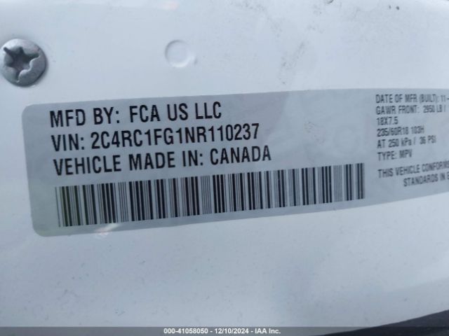 2022 CHRYSLER PACIFICA 2C4RC1FG1NR110237 Photo 8