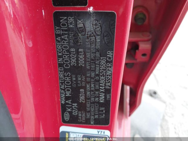 KNAFX4A80E5216861 KIA FORTE EX