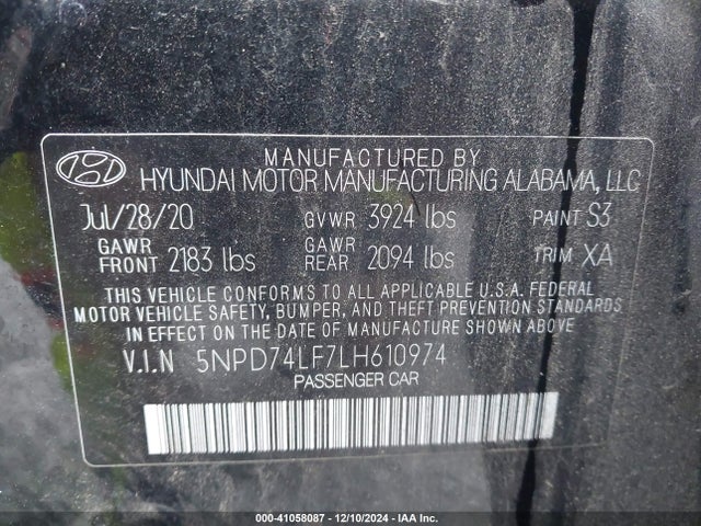 Hyundai ELANTRA SE 2020 5NPD74LF7LH610974 Image 9