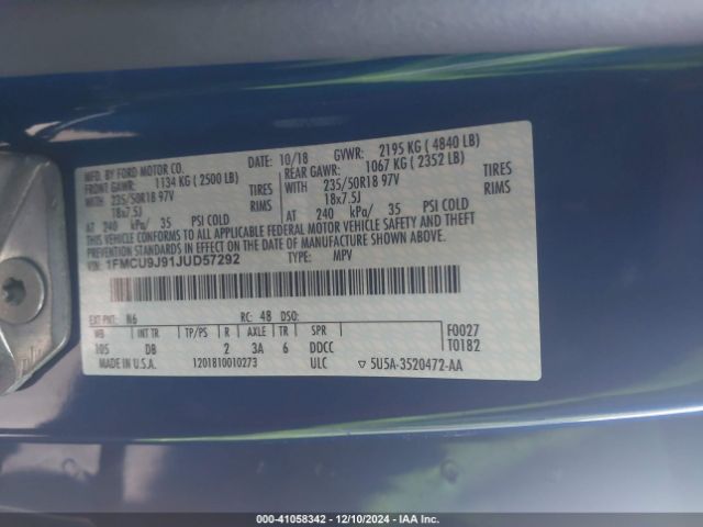 1FMCU9J91JUD57292 Ford Escape Titanium