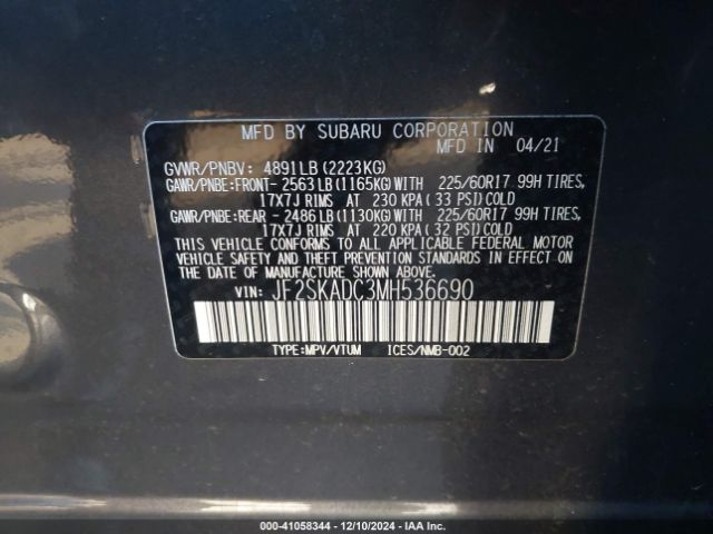 JF2SKADC3MH536690 Subaru Forester