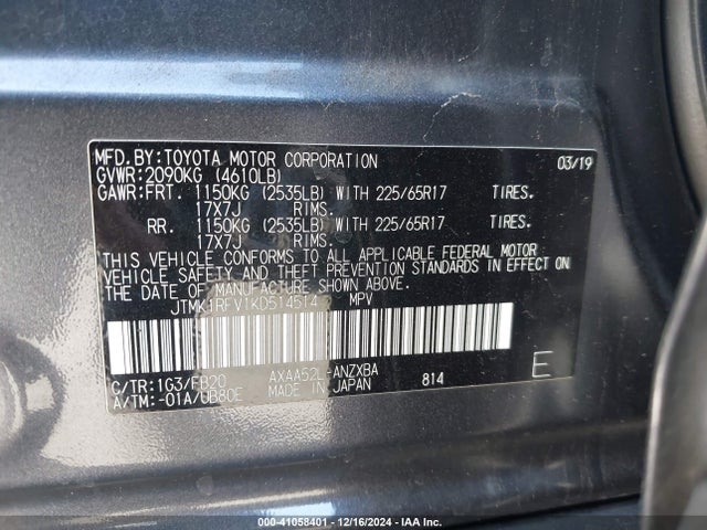 Toyota RAV4 LE 2019 JTMK1RFV1KD514514 Image 9