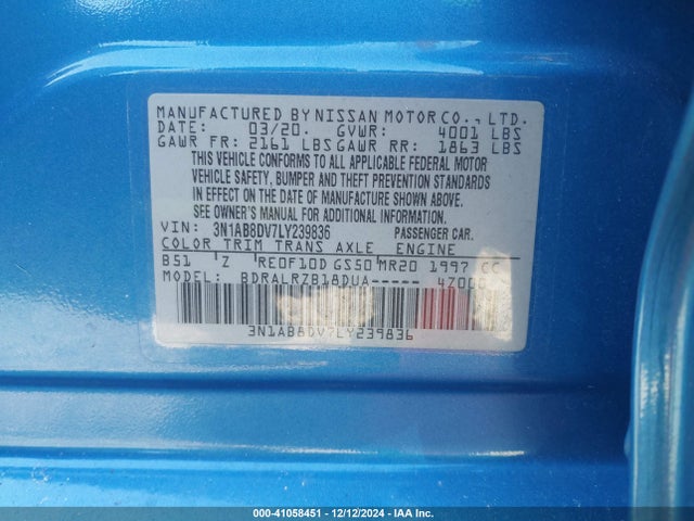 Nissan Sentra Sr Xtronic Cvt 2020 3N1AB8DV7LY239836 Image 9