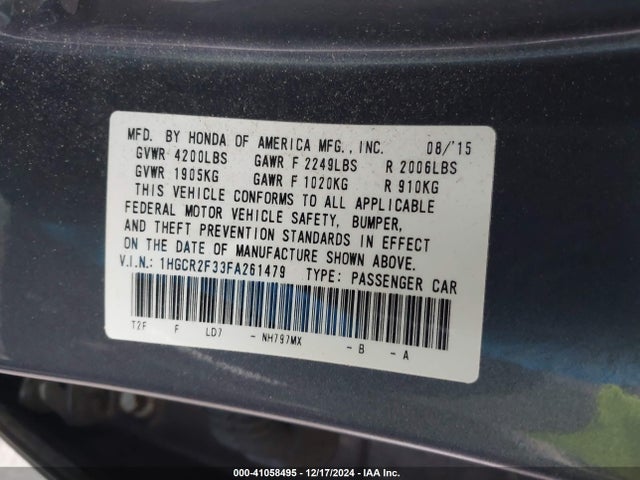 1HGCR2F33FA261479 Honda ACCORD LX