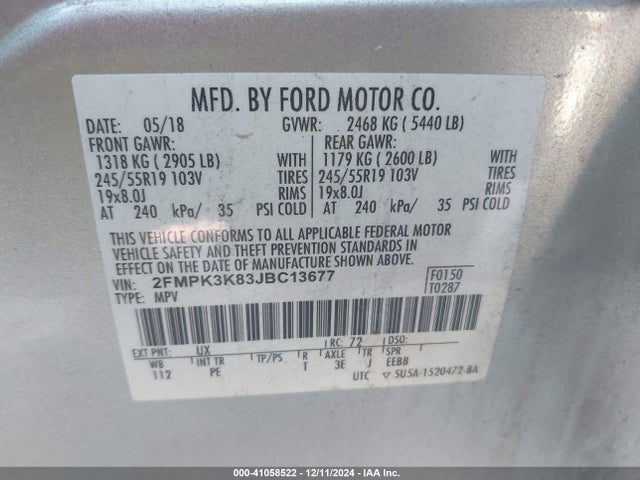 Ford Edge Titanium 2018 2FMPK3K83JBC13677 Image 9