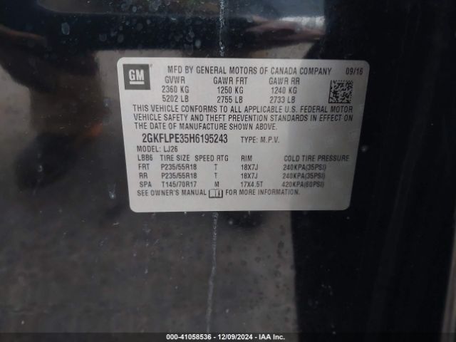 2GKFLPE35H6195243 GMC Terrain Slt