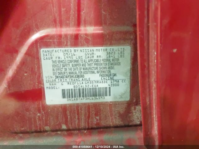 3N1AB7AP3HL636593 Nissan Sentra S/sl/sr/sv