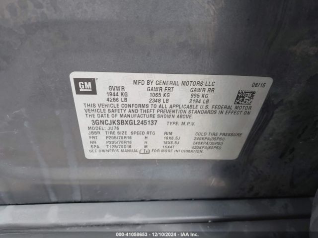 3GNCJKSBXGL245137 Chevrolet Trax 1ls