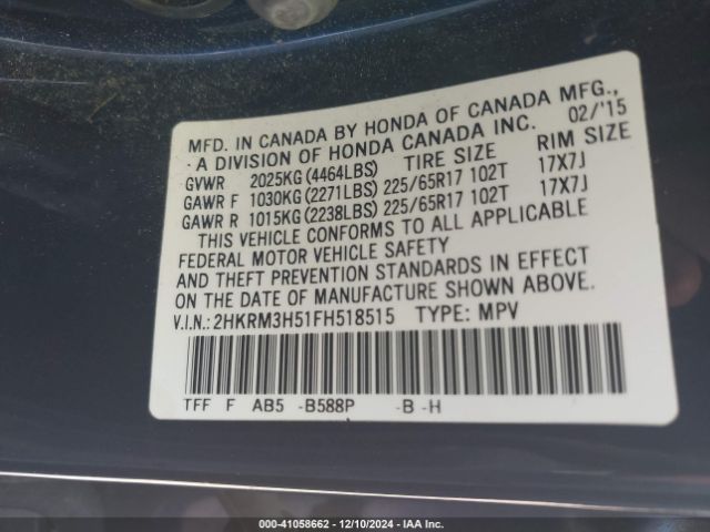 2HKRM3H51FH518515 Honda CR-V EX