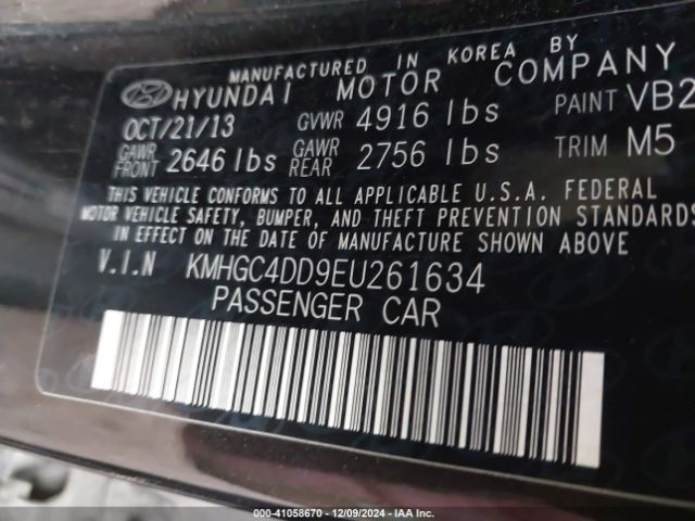 KMHGC4DD9EU261634 Hyundai Genesis 3.8