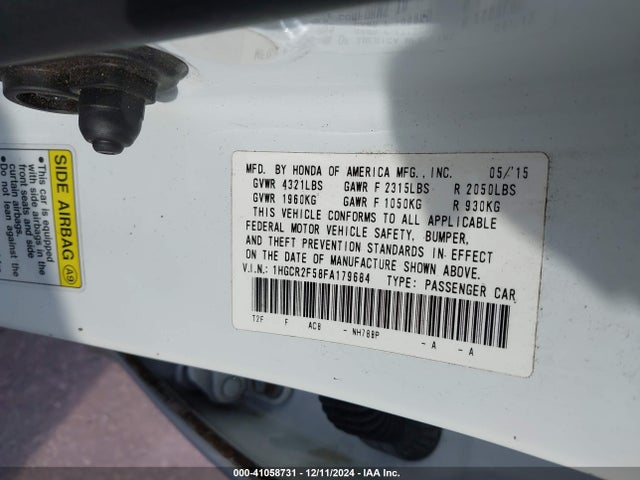1HGCR2F58FA179684 Honda Accord Sport