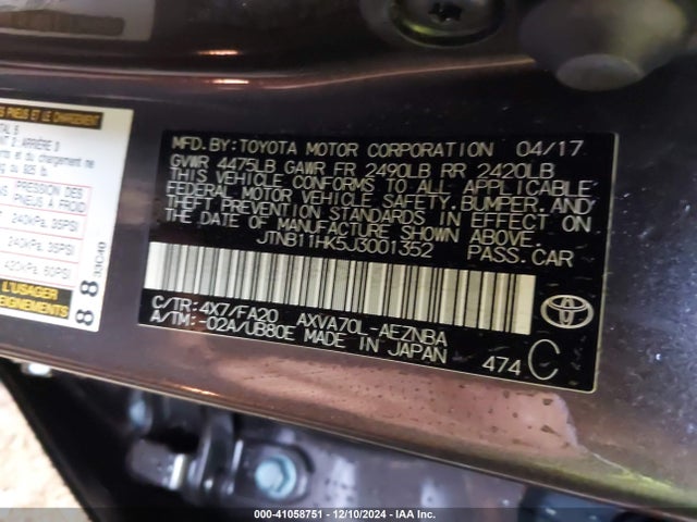 Toyota CAMRY LE 2018 JTNB11HK5J3001352 Image 9