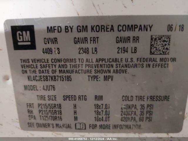 KL4CJESB7KB715185 Buick Encore Awd Preferred