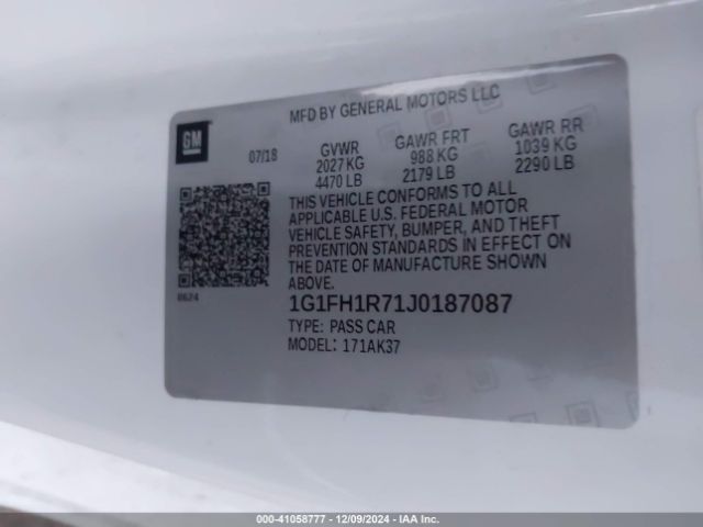 1G1FH1R71J0187087 Chevrolet CAMARO 2SS