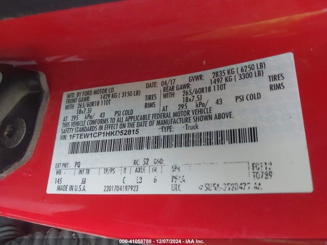 Ford F-150 Xlt 2017 1FTEW1CP1HKD52815 Image 9