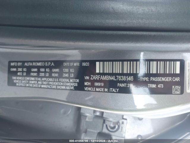 ZARFAMBN4L7638146 Alfa Romeo Giulia Ti Sport Rwd