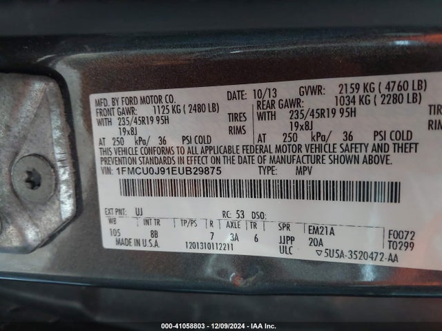 1FMCU0J91EUB29875 Ford Escape Titanium