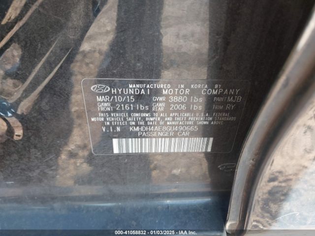 KMHDH4AE8GU490665 Hyundai Elantra Value Edition