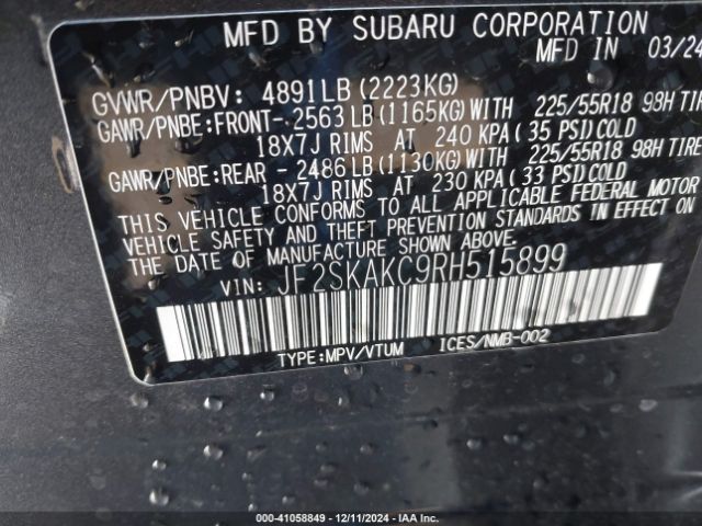 JF2SKAKC9RH515899 Subaru Forester Limited