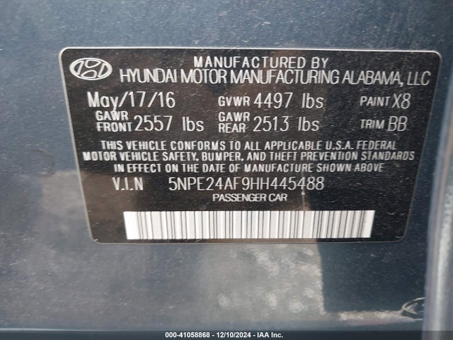5NPE24AF9HH445488 Hyundai Sonata