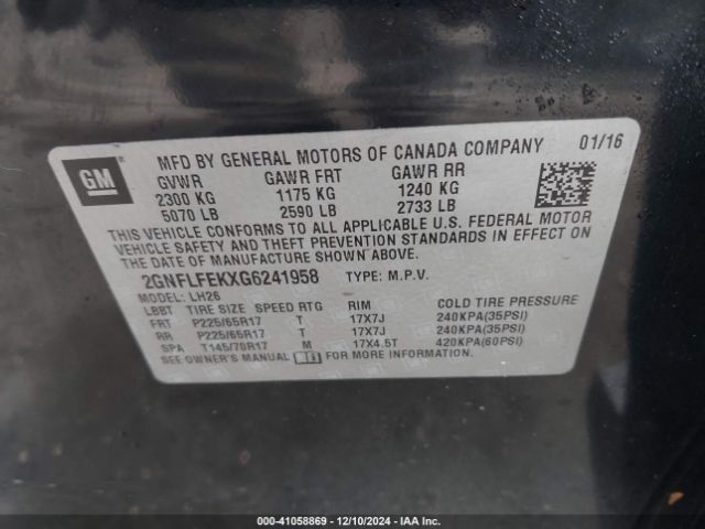 2GNFLFEKXG6241958 Chevrolet EQUINOX LT