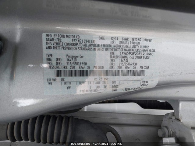 Ford FOCUS SE 2015 1FADP3F23FL205560 Image 9