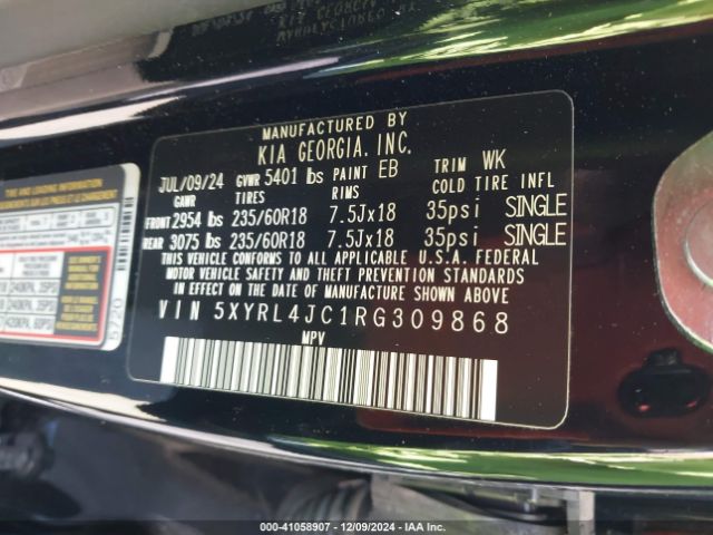 5XYRL4JC1RG309868 KIA SORENTO S