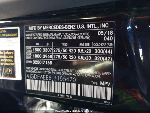 4JGDF6EE8JB155470 Mercedes-Benz Gls 450 4matic