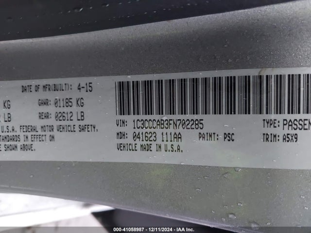 Chrysler 200 Limited 2015 1C3CCCAB3FN702285 Image 9