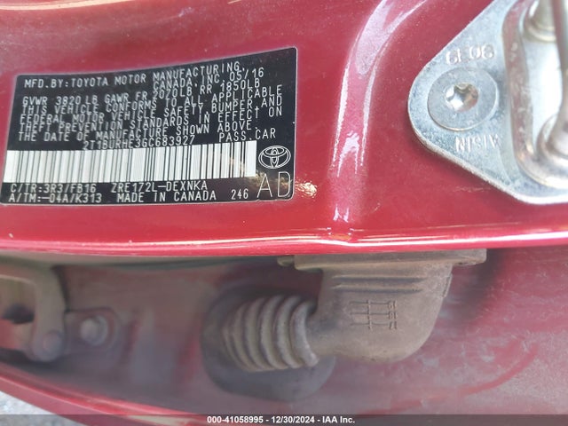 2T1BURHE3GC683927 Toyota COROLLA LE