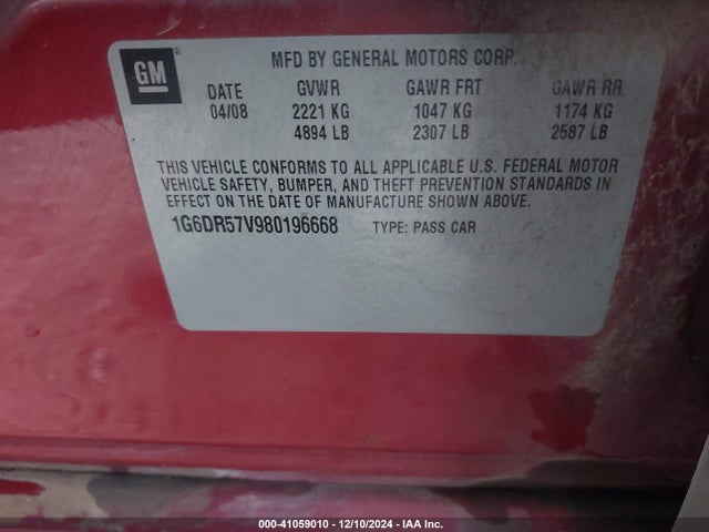 2008 CADILLAC CTS 1G6DR57V980196668 Photo 8