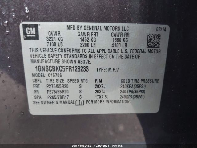 1GNSCBKC5FR128233 Chevrolet Tahoe Lt