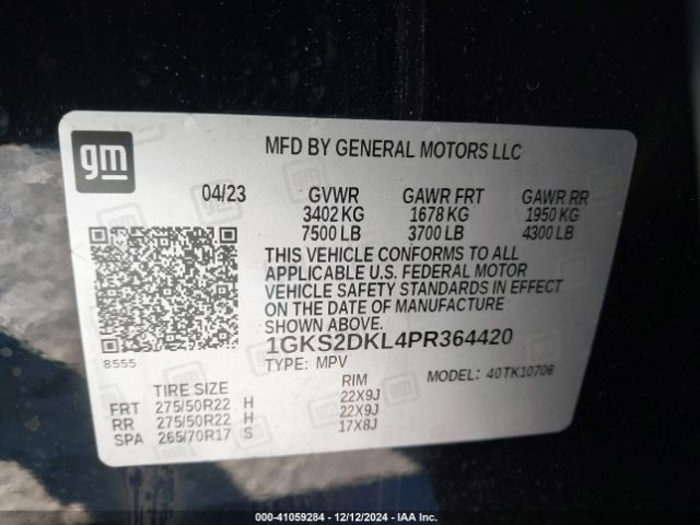 1GKS2DKL4PR364420 GMC Yukon 4wd Denali