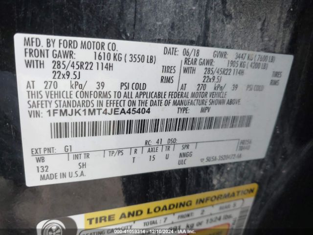 1FMJK1MT4JEA45404 Ford Expedition Max Platinum