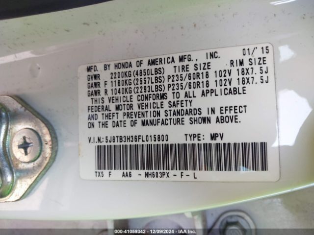 5J8TB3H36FL015800 Acura RDX