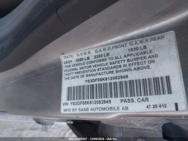 2001 SAAB 9-3 YS3DF55K812052949 Photo 8
