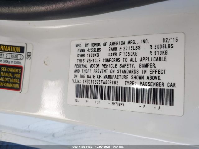1HGCT1B76FA009083 Honda ACCORD EX