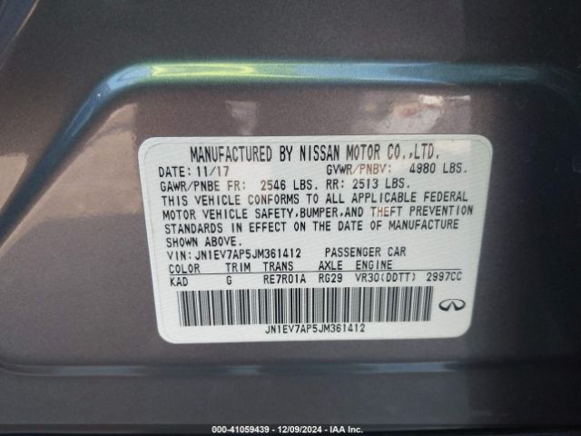 JN1EV7AP5JM361412 Infiniti Q50 3.0t Luxe