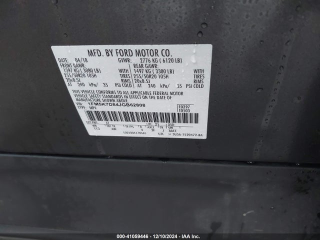 Ford EXPLORER XLT 2018 1FM5K7D84JGB62808 Image 9