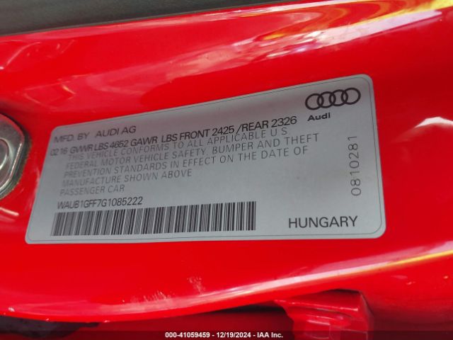 WAUB1GFF7G1085222 Audi S3 2.0t Premium Plus