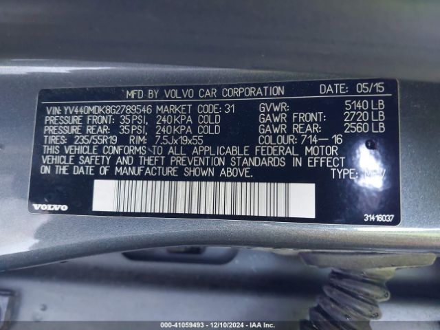 YV440MDK8G2789546 Volvo Xc60 T5 Drive-e Premier