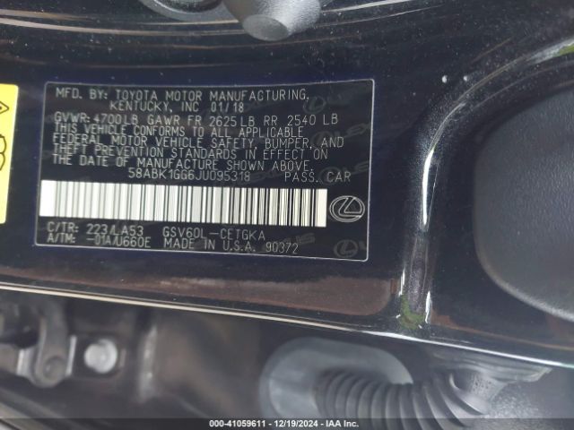 58ABK1GG6JU095318 Lexus ES 350