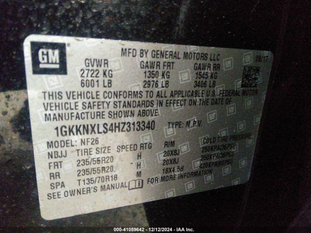 1GKKNXLS4HZ313340 GMC Acadia Denali
