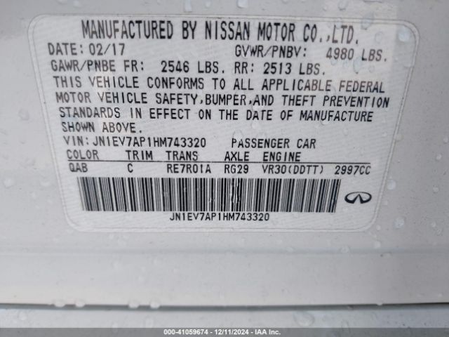 JN1EV7AP1HM743320 Infiniti Q50 3.0t Premium