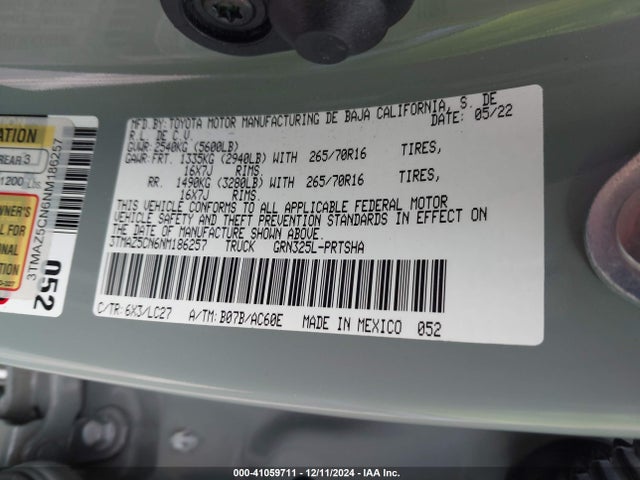 3TMAZ5CN6NM186257 Toyota Tacoma Trd Off Road