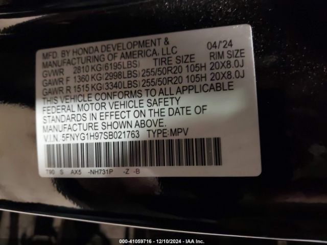 5FNYG1H97SB021763 Honda Pilot Black Edition