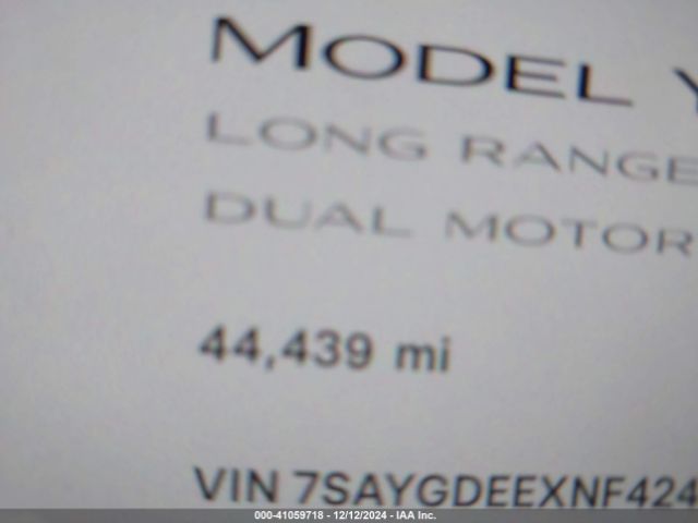 7SAYGDEEXNF424856 Tesla Model Y Long Range Dual Motor All-wheel Drive