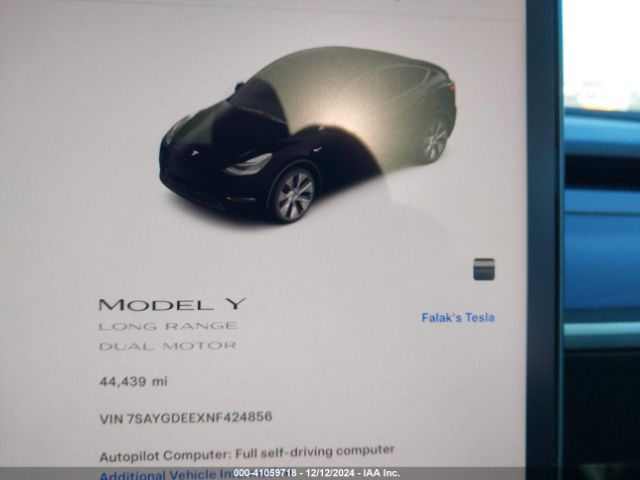 7SAYGDEEXNF424856 Tesla Model Y Long Range Dual Motor All-wheel Drive
